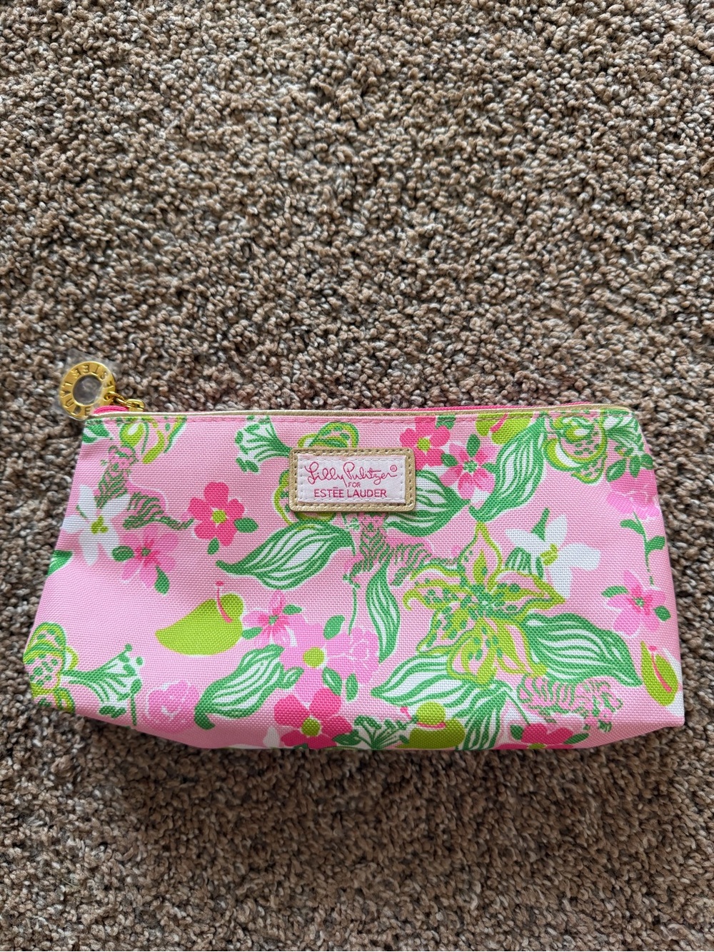 LILLY PULITZER x ESTEE LAUDER Pink & Green Floral Pouch Cosmetic Bag